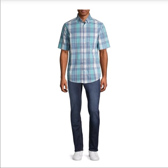 🆕George Men’s Plaid Poplin Short Sleeve Shirt - Picture 5 of 6